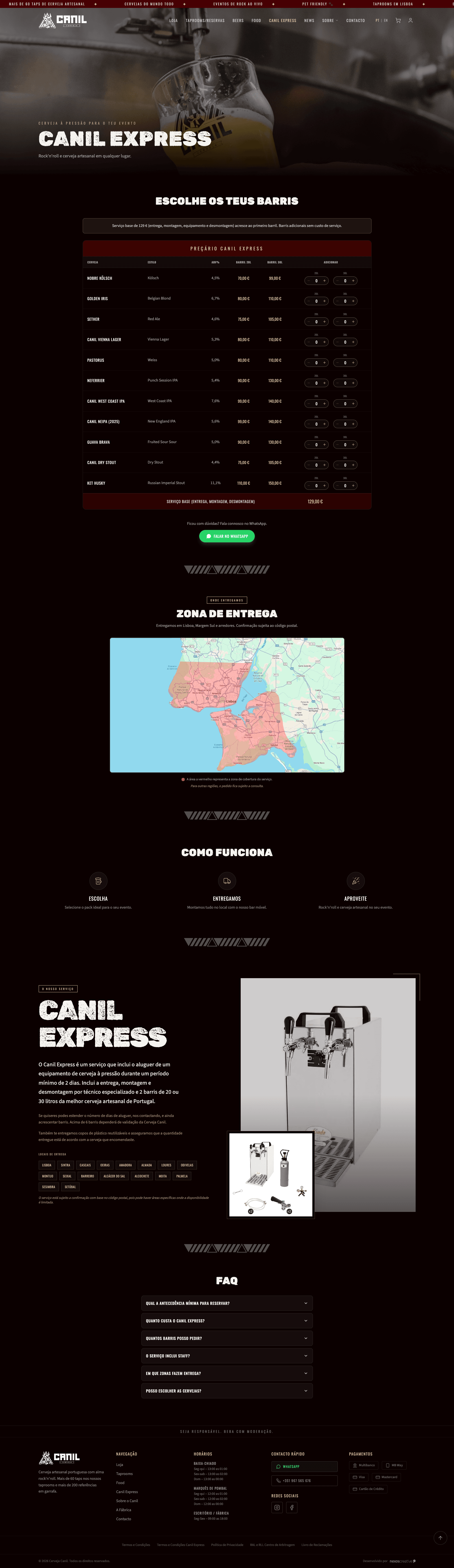 Página Canil Express do site