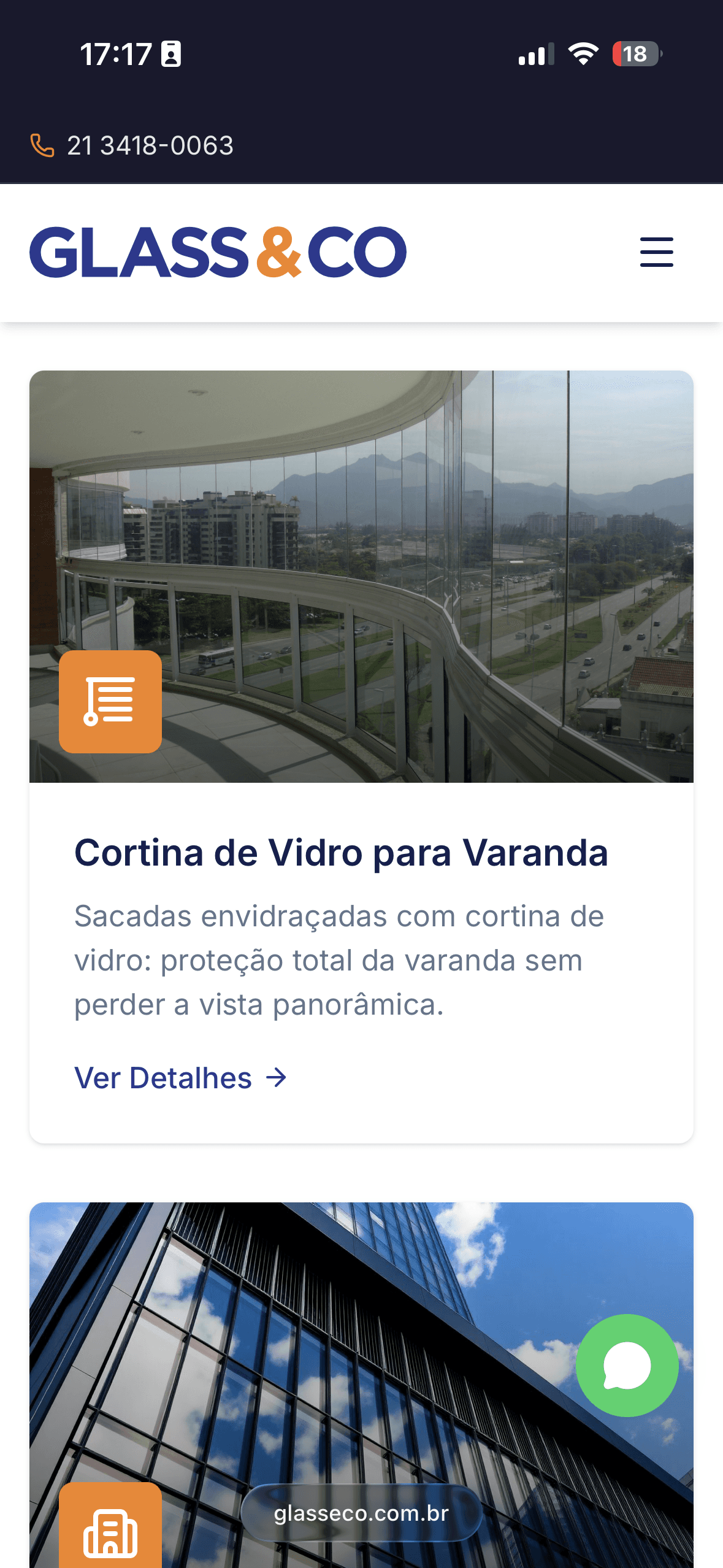 Vista mobile de produtos Glass & CO