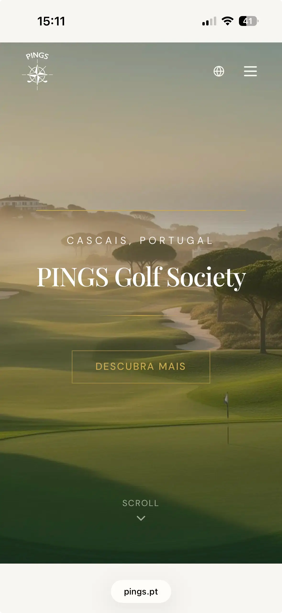 Home mobile do site Pings Golf Society